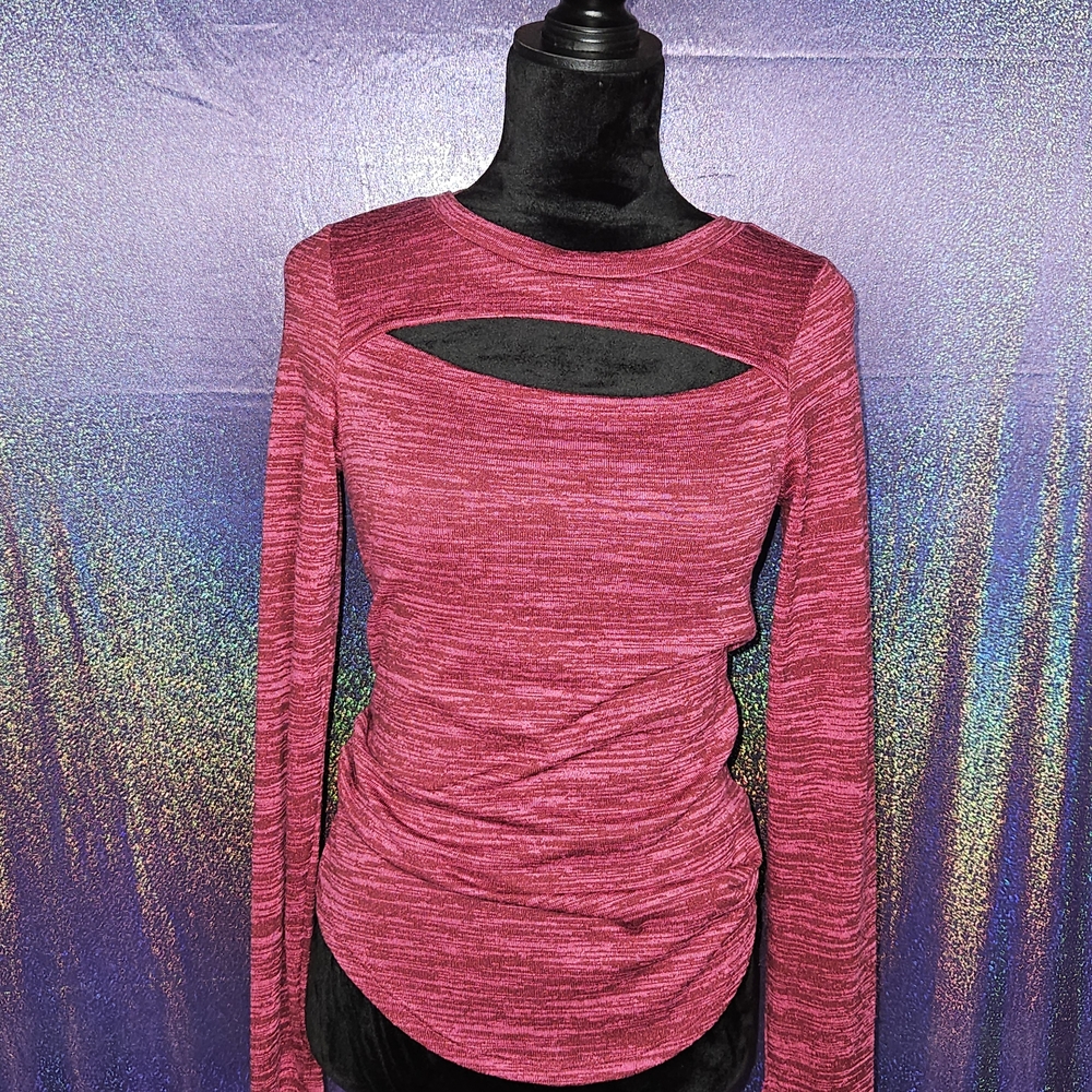 Women's Pink Cutout Long Sleeve Top